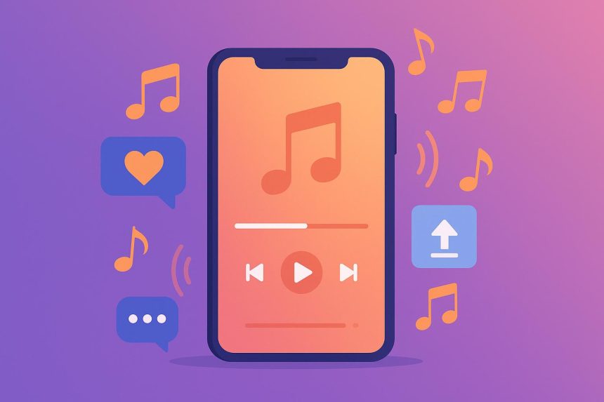 Music app interface generating custom songs for influencer social media engagement boost