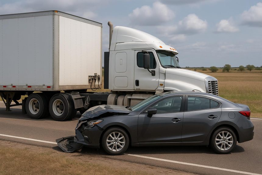 Semi-truck on Salina KS highway illustrating legal claims and company policy impact