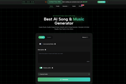 Image 1 of AI Music Generator: Create Royalty-Free Tracks Fast