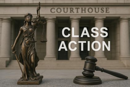 Los Angeles courthouse with legal documents symbolizing class action advocacy and legal support