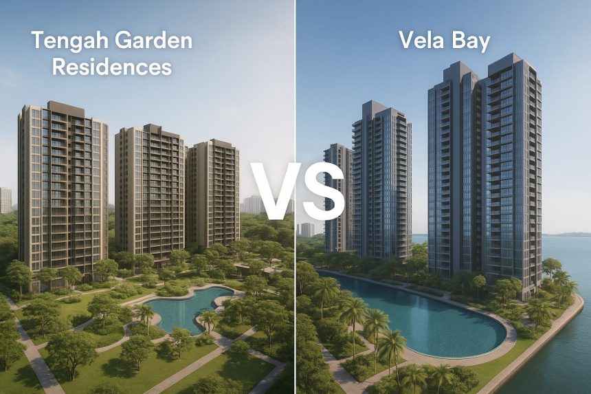 Tengah Garden Residences and Vela Bay condominiums comparison in Singapore property market