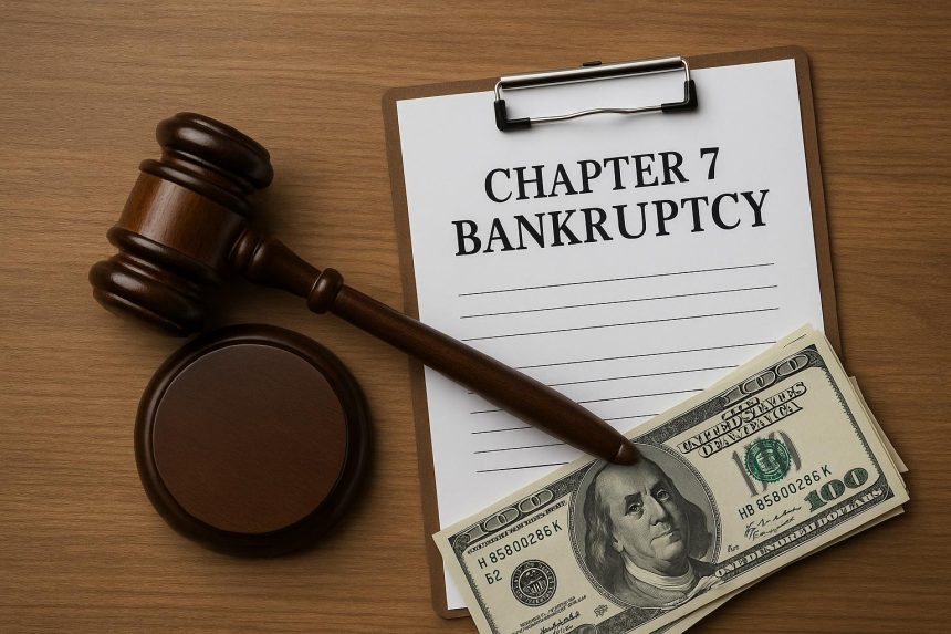 Chapter 7 bankruptcy benefits overview with legal documents and financial relief concept
