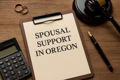 Gavel and legal documents symbolizing spousal support laws and legal representation in Oregon