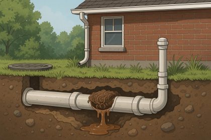 New Haven residential neighborhood near sewer drains, highlighting signs of potential sewage issues