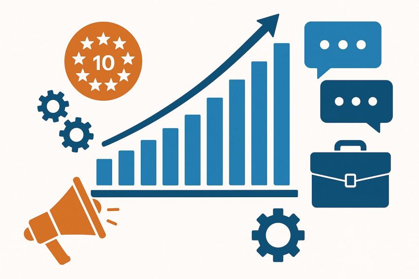 Top PR agencies for startups and small businesses, comparison chart and branding concepts