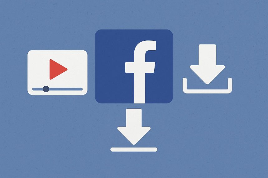 Facebook logo with download arrow illustrating steps to save videos from Facebook platform