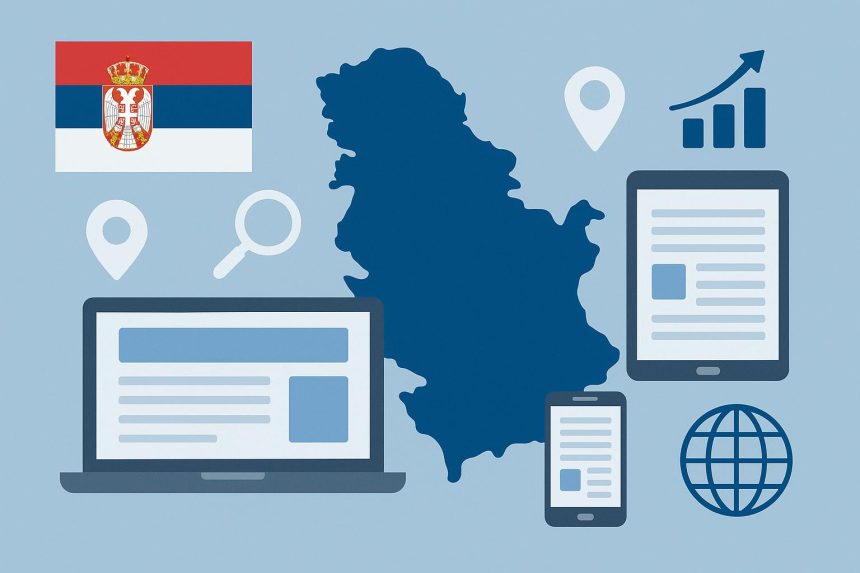 Serbia digital platform dashboard with icons representing online services and user navigation