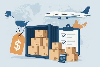 Shipping packages from USA to India with cost factors like size, weight, and delivery options.