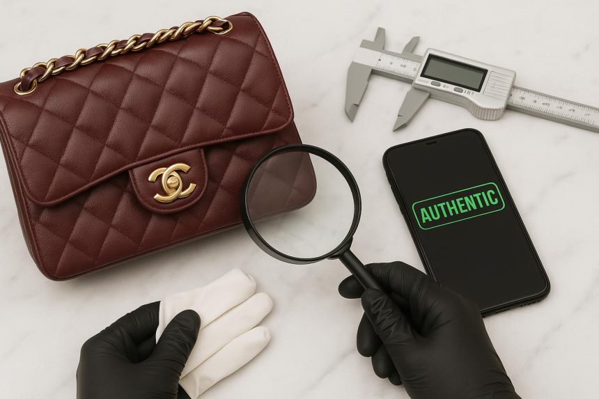 Luxury handbags displayed in a Miami boutique, showcasing authentication process for designer brands.