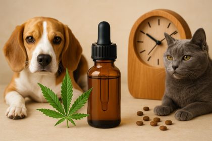 Dog and cat resting together, symbolizing effects of CBD duration in pets