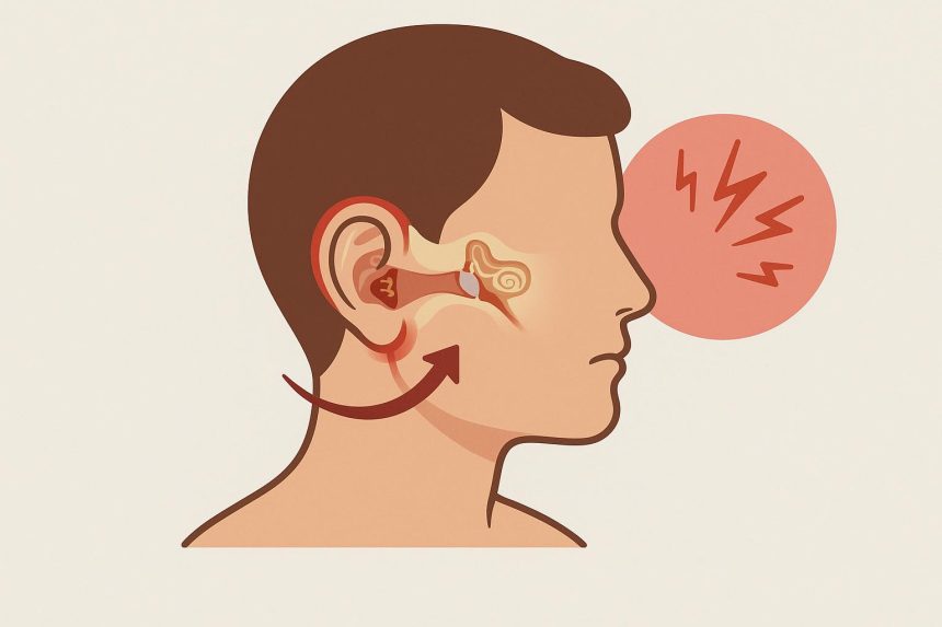 Inner ear illustration highlighting connection to head pain and symptoms of ear infection