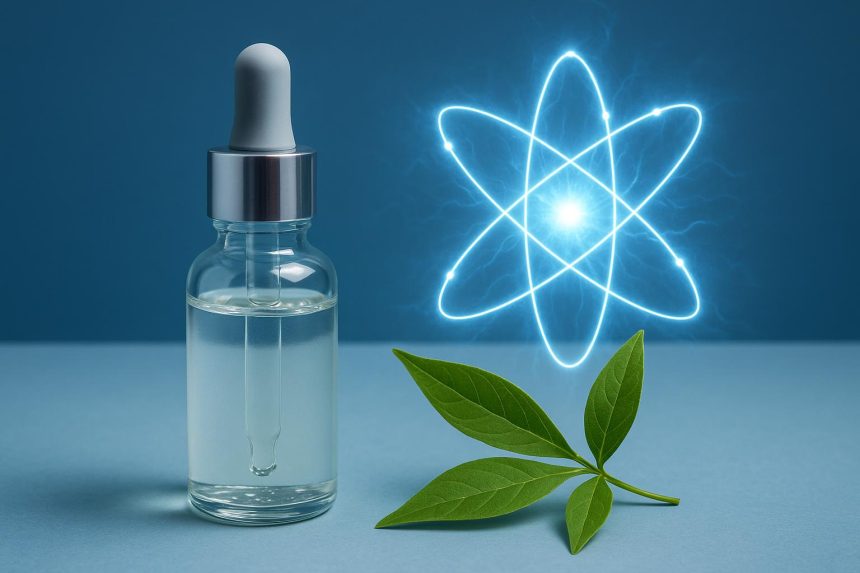 Abstract visualization of quantum energy concepts in modern wellness and health products