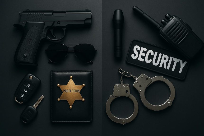 Executive protection agent providing elite security for a corporate leader vs standard security guard