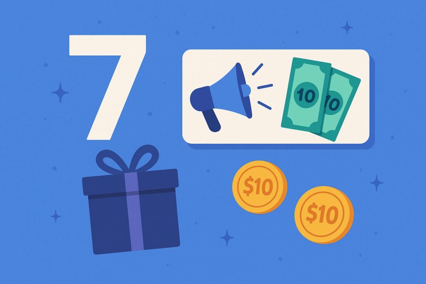 Gift cards and dollar bills highlighting top referral programs with $10 rewards and bonuses
