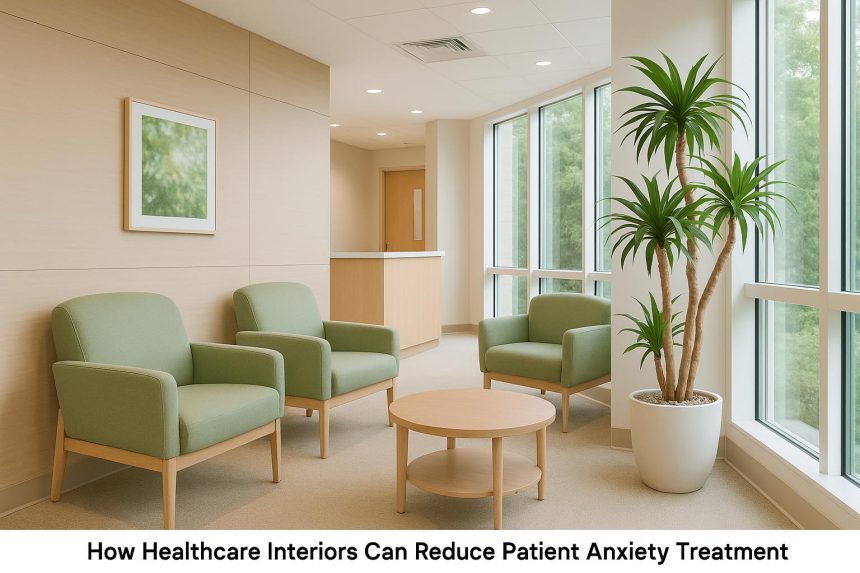 Calming hospital waiting room with soothing colors and natural light to ease patient anxiety