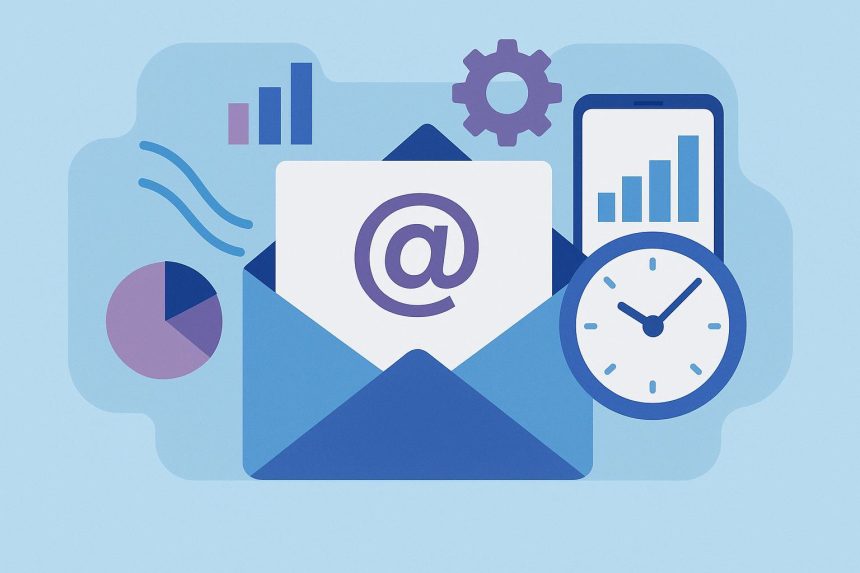 Abstract illustration of dynamic email content and open-time personalization in digital marketing