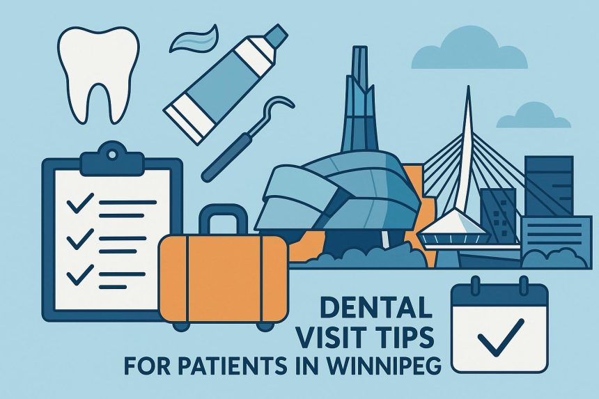 Dentist examining patient’s teeth during routine checkup at Winnipeg dental clinic