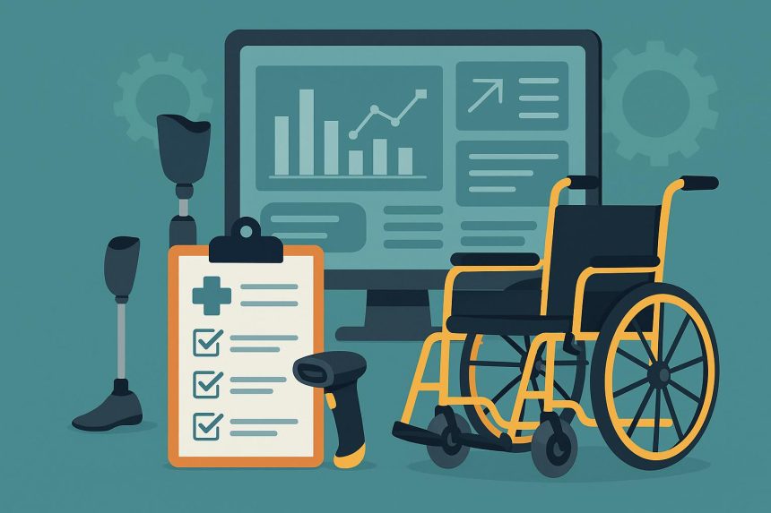 Digital dashboard displaying DME and O&P software streamlining medical equipment management