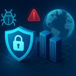 Secure data center with advanced servers and cybersecurity icons representing next-gen threats