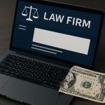 Outdated law firm website on laptop screen highlighting poor design and user experience issues