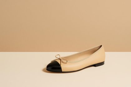 Iconic ballet flats showcased on a runway, highlighting classic and timeless fashion footwear