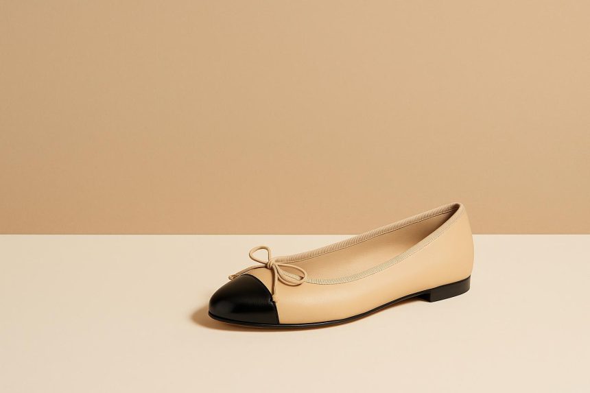 Iconic ballet flats showcased on a runway, highlighting classic and timeless fashion footwear