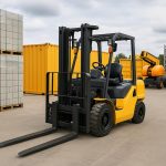 Forklift moving pallets in warehouse, illustrating best scenarios for forklift hire decisions