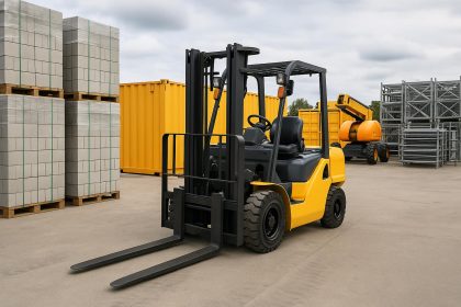 Forklift moving pallets in warehouse, illustrating best scenarios for forklift hire decisions