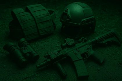 Advanced night vision goggles and tactical gear displayed on a table for night operations safety