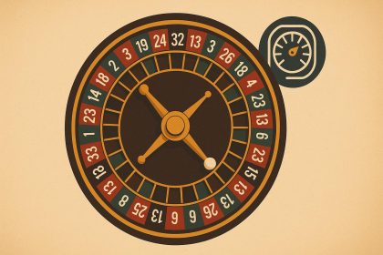 Colorful digital roulette wheel spinning, illustrating concepts of chance and probability in gaming