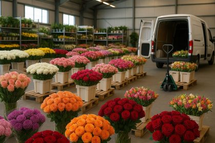 Colorful fresh bouquets displayed at Dubai flower market for retail and floral delivery in the UAE