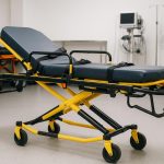 Refurbished medical stretchers in a hospital setting, evaluated for hospital and EMS use