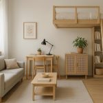 Modern small apartment with multifunctional furniture and stylish decor maximizing space