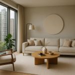 Contemporary apartment with open-plan layout, stylish furniture, and natural light enhancing space