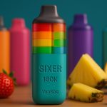 VapSolo SIXER 180K disposable e-cigarette showcasing multi-flavor system and high capacity