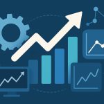 Modern office workspace with digital graphs representing business growth and proactive IT solutions