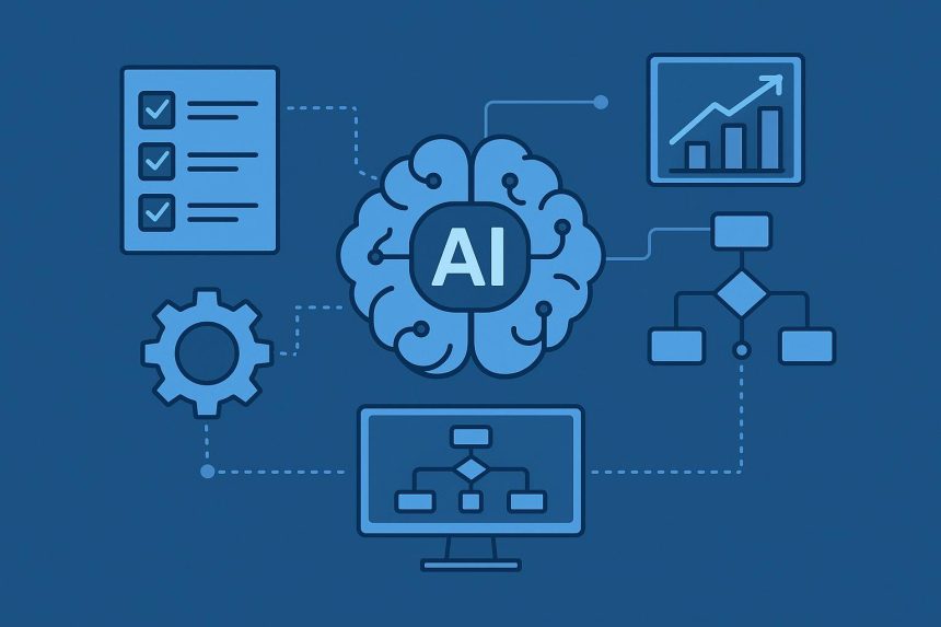 AI business process automation dashboard with data analytics and workflow optimization tools