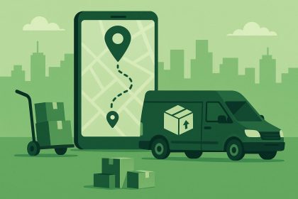 Delivery trucks transporting packages for scalable final mile logistics solutions.