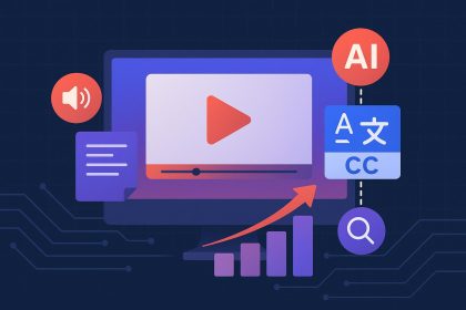 AI-powered video translation for marketing and L&D teams, technology and global communication concepts