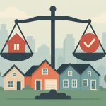 Graphic illustrating low housing inventory and housing market balance in real estate sector