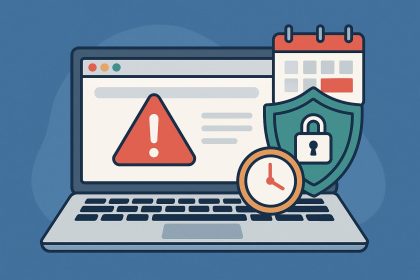 Expiring SSL certificate warning on website browser padlock symbol and address bar