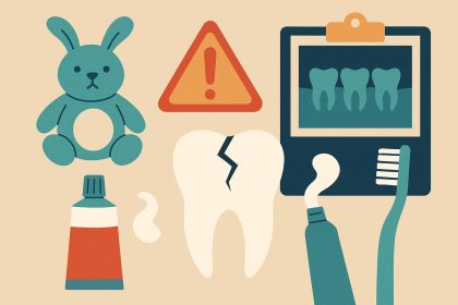 Child holding jaw in pain, parent comforting, highlighting signs of dental emergencies at home