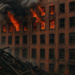Smoke rises over Brooklyn buildings as multiple fires cause widespread structural damage.