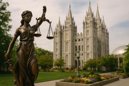 Temple Square grounds with accessible pathways, highlighting safety and legal considerations for visitors