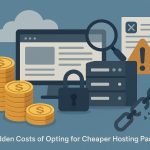 Server racks with discount price tags symbolizing unexpected costs of cheap web hosting plans
