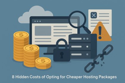 Server racks with discount price tags symbolizing unexpected costs of cheap web hosting plans