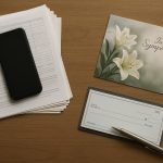 Paperwork, phone, and household items representing tasks after experiencing a personal loss