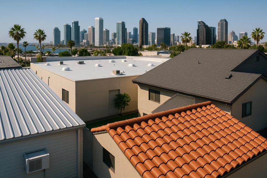San Diego commercial rooftops featuring TPO, EPDM, and metal roofing materials