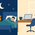 Peaceful bedroom with cozy bed and soft lighting promoting restful sleep for better productivity