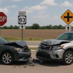 Damaged car on McAllen road highlighting Texas personal injury law and Hidalgo County accident risks